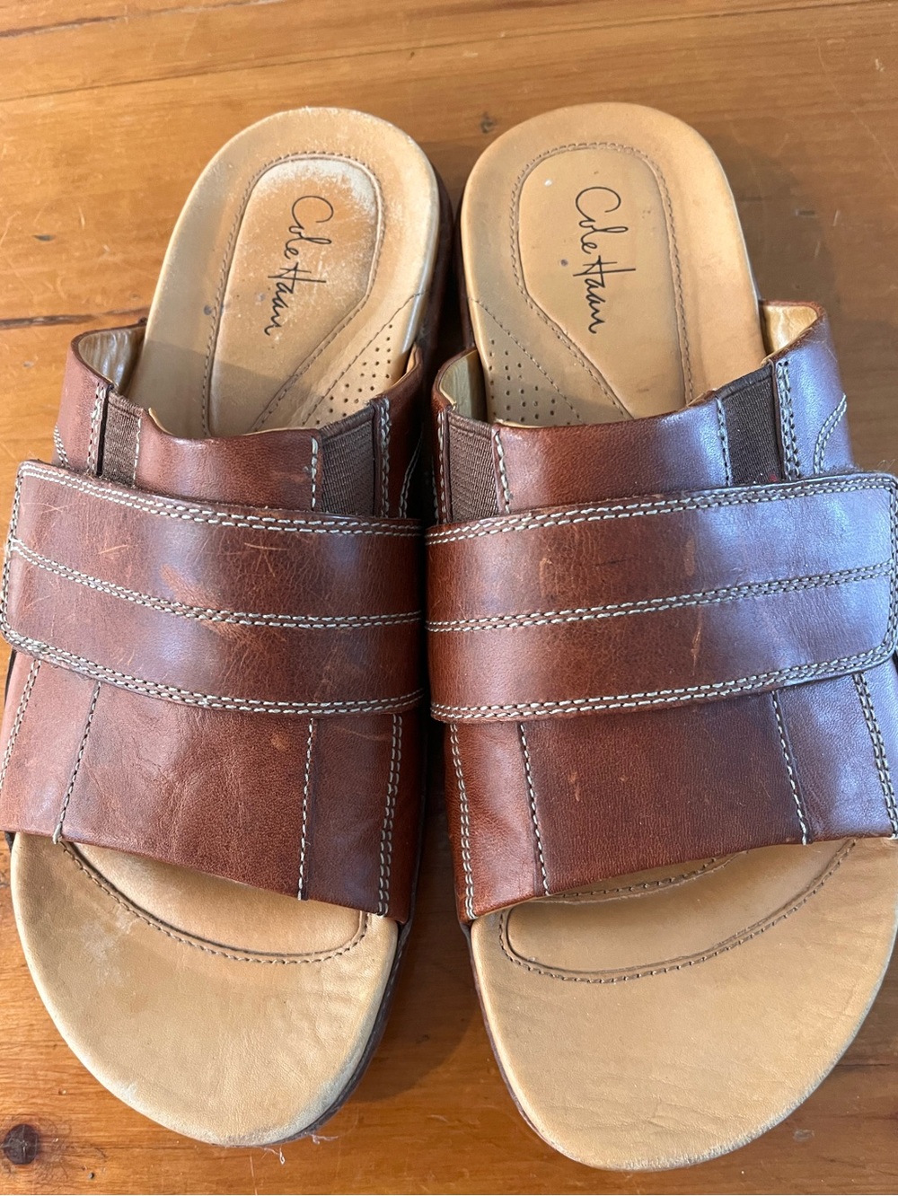 Cole Haan Men’s Brown Leather Slide Sandals with Nike Air Technology